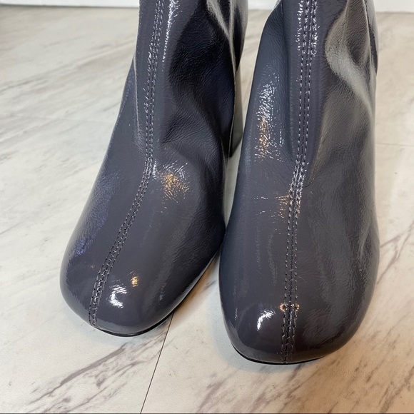 New! Topshop Brody Patent Faux Leather Gray Stretch Bootie 38 - Picture 8 of 15
